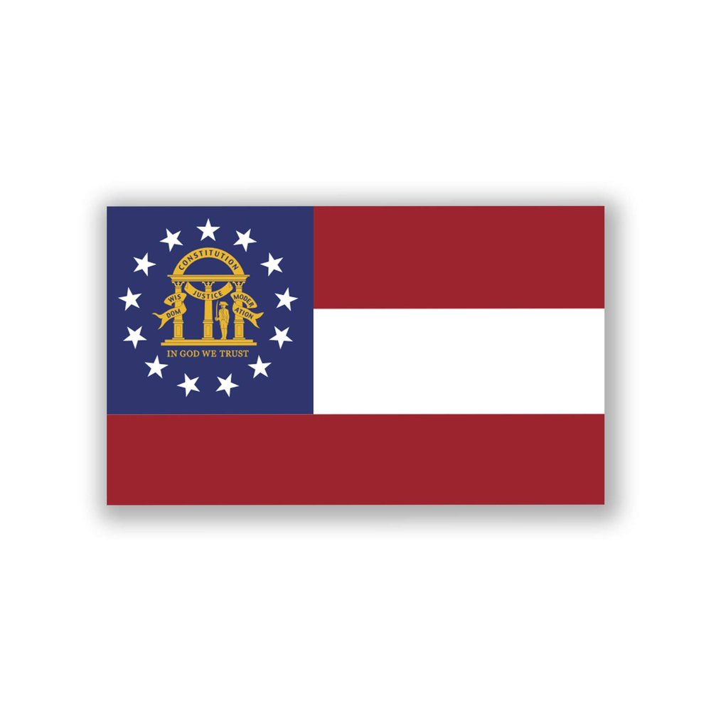 2-Pack Georgia State Flag Decal Stickers | Official Flag of Georgia Stickers | 5-Inches by 3-Inches | Premium Quality Vinyl | PD316