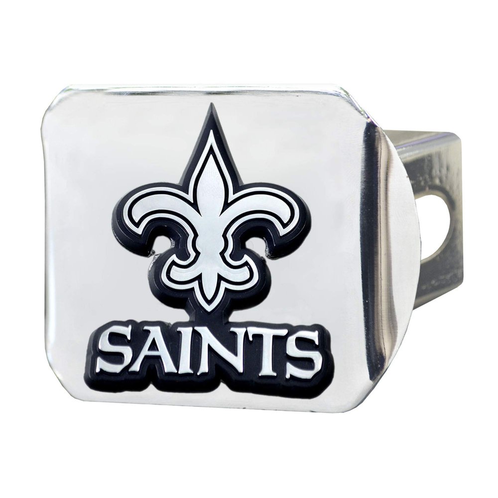 New Orleans Saints NFL Metal Hitch Cover with 3D Team Logo by FANMATS - Unique Round Molded Design Easy Installation on Truck, SUV, Car - Ideal Gift for Die Hard Football Fan