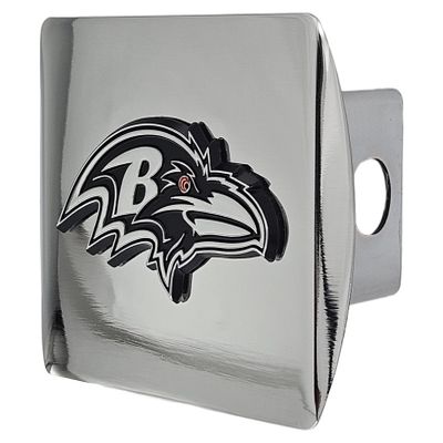 Baltimore Ravens NFL Chrome Metal Hitch Cover with 3D Black Team Logo by FANMATS - Unique Team Molded Design Easy Installation on Truck, SUV, Car - Ideal Gift for Die Hard Football Fan