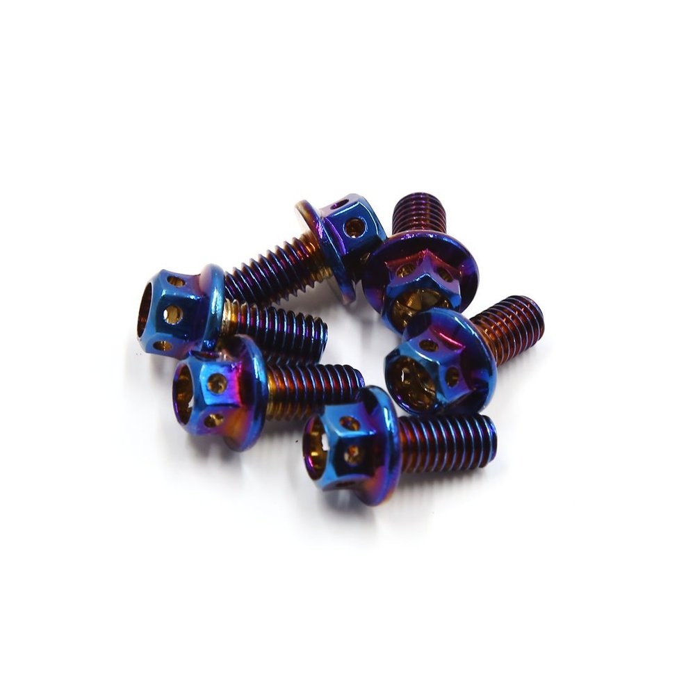 uxcell 6Pcs Colorful Titanium Alloy Motorcycle Hexagon Bolts Screws Fastener M6 x 10mm