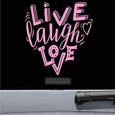 JS Artworks Live Laugh Love Heart Vinyl Decal Sticker (Soft Pink)