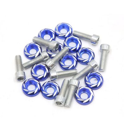 uxcell 12 Pcs 6mm Thread Dia Blue Carved Style Motorcycle License Plate Frame Bolts Screws