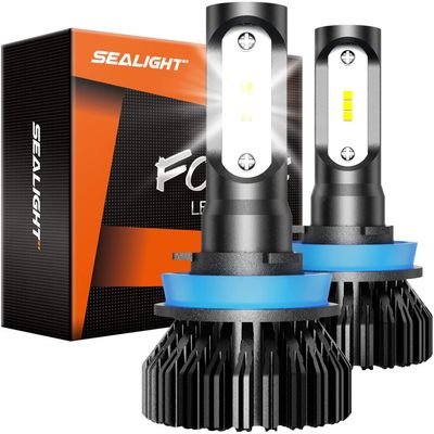 SEALIGHT H11 H16 H8 LED Fog Light Bulbs or DRL, 14000 Lumens 6500K Cool White, 600% Brighterness, CSP LED Chips H8 H11 Fog Lights, Side Marker & Cornering & Combos, Pack of 2