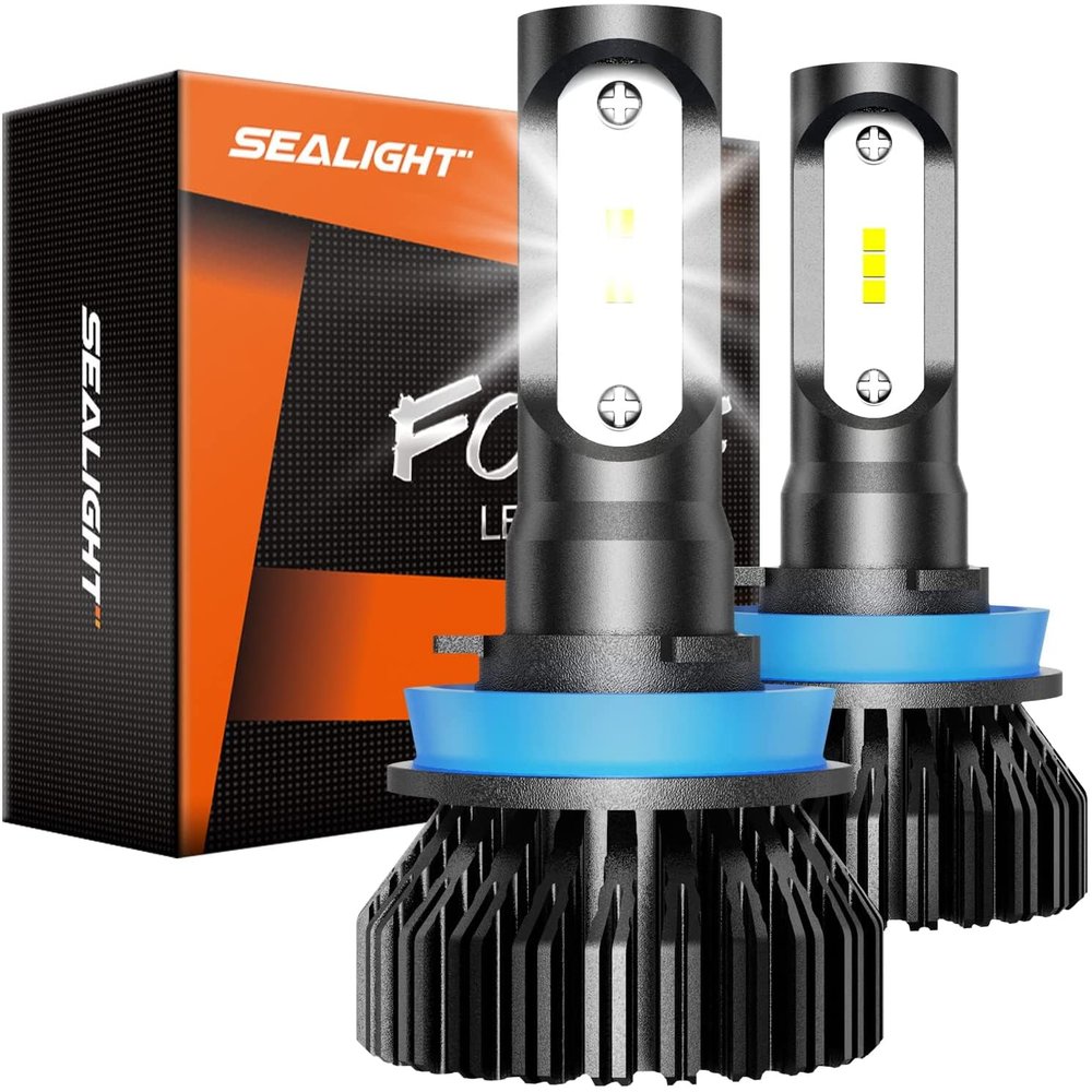 SEALIGHT H11 H16 H8 LED Fog Light Bulbs or DRL, 14000 Lumens 6500K Cool White, 600% Brighterness, CSP LED Chips H8 H11 Fog Lights, Side Marker & Cornering & Combos, Pack of 2
