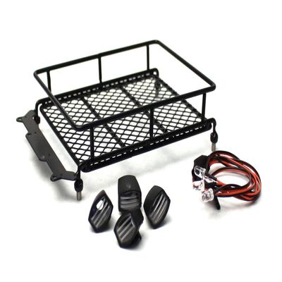 Racers Edge 3416Bk 1/10 Scaler Metal Mesh Roof Rack, Oval Lights - Black