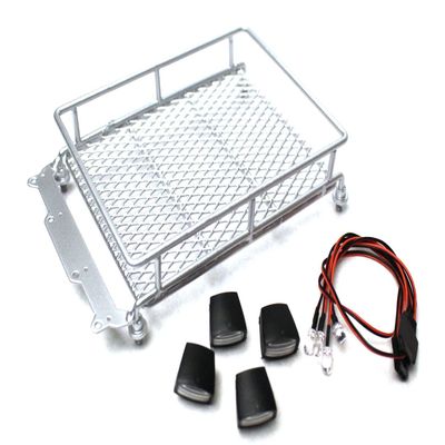 Racers Edge 3416S 1/10 Scaler Metal Mesh Roof Rack, Oval Lights - Silver