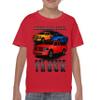 American Steel One Tough Pickup Truck Youth Graphic Short Sleeve T-Shirt - Offroad 4x4 Power Design for Boys Large Red view 2
