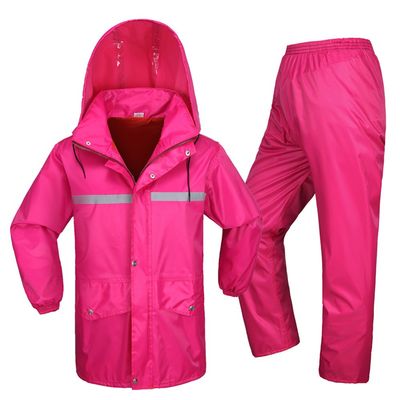 Outdoor Peak rain Poncho Jacket Pants Motorcycle Raincoat Set Fishing Cycling Rainsuit for Men Women (180cm - 185cm 80kg - 90kg, rosa)