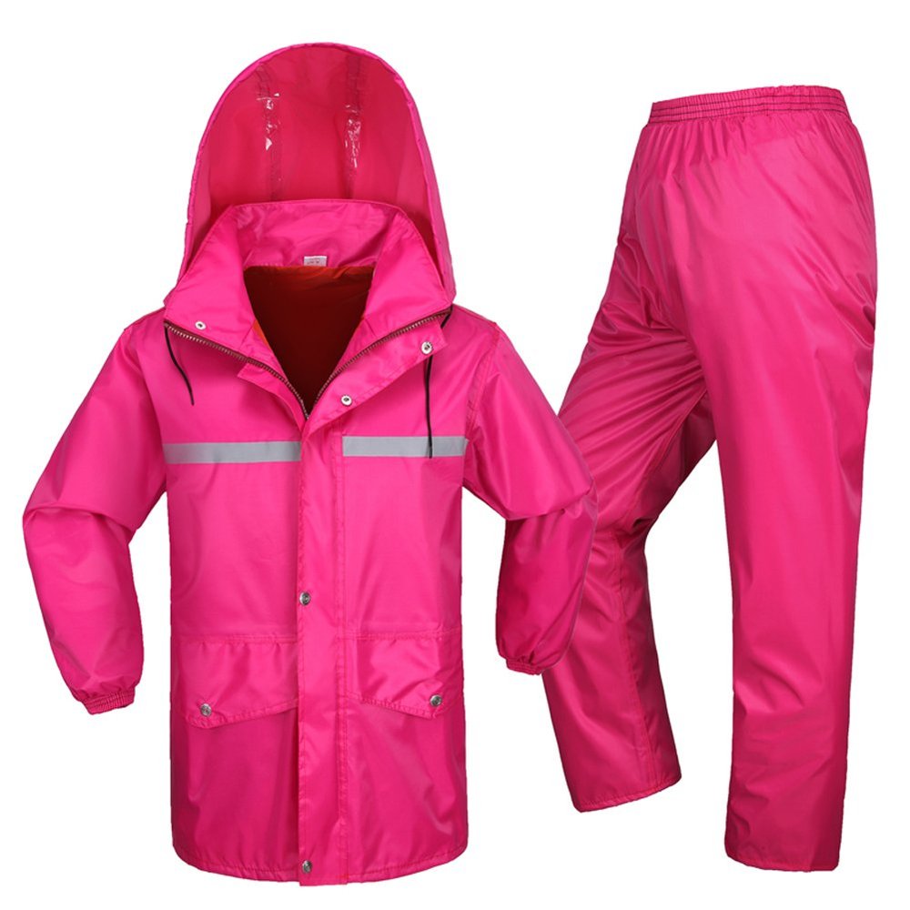 Outdoor Peak rain Poncho Jacket Pants Motorcycle Raincoat Set Fishing Cycling Rainsuit for Men Women (180cm - 185cm 80kg - 90kg, rosa)