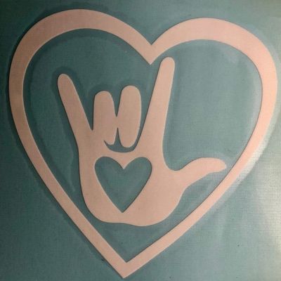 Amazing Sign Language I Love You Vinyl Decal Sticker (White)