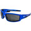 Global Vision Sly Motorcycle ATV Padded Riding Glasses Sunglasses with Smoke Lenses and Blue Metallic Frames view 1