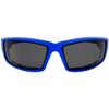 Global Vision Sly Motorcycle ATV Padded Riding Glasses Sunglasses with Smoke Lenses and Blue Metallic Frames view 2