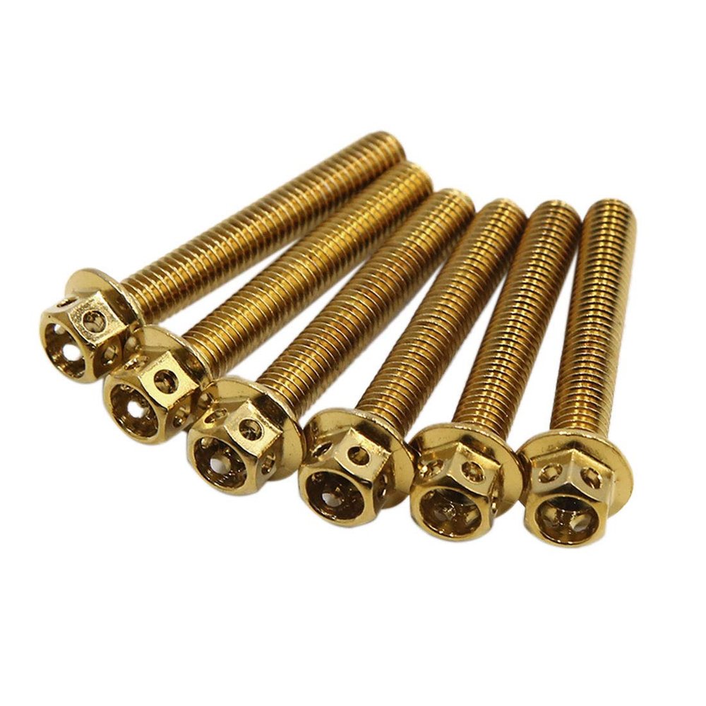 uxcell 6pcs Gold Tone M6 X 40mm Motorcycle Scooter Titanium Alloy Hexagon Bolts Screws