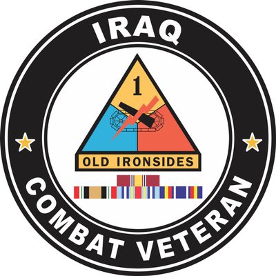 1st Armored Division Iraq with GWOT Ribbons Combat Veteran 3.8 Inch Decal