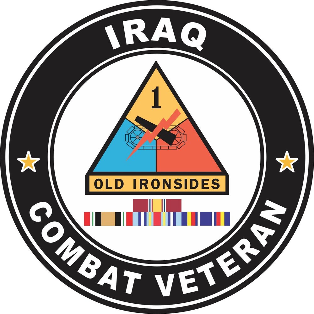 1st Armored Division Iraq with GWOT Ribbons Combat Veteran 3.8 Inch Decal