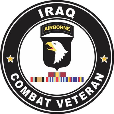 101st Airborne Division Iraq with GWOT Ribbons Combat Veteran 3.8 Inch Decal