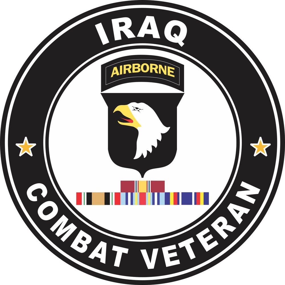 101st Airborne Division Iraq with GWOT Ribbons Combat Veteran 3.8 Inch Decal