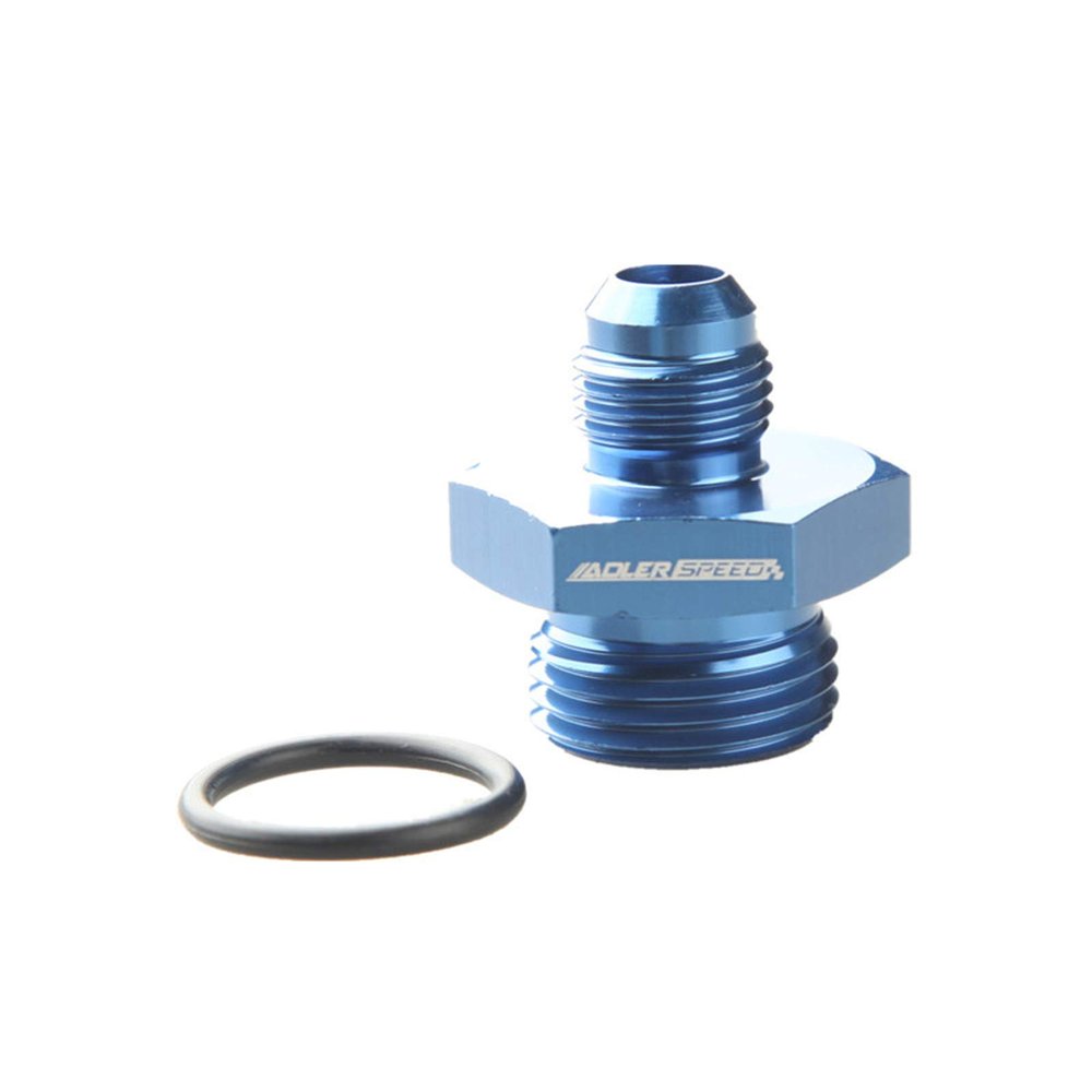 AdlerSpeed Aluminum -6 an Male Flare to -10 an ORB O-Ring Boss Male Straight Fuel Pump Hose Reducer Fitting Blue