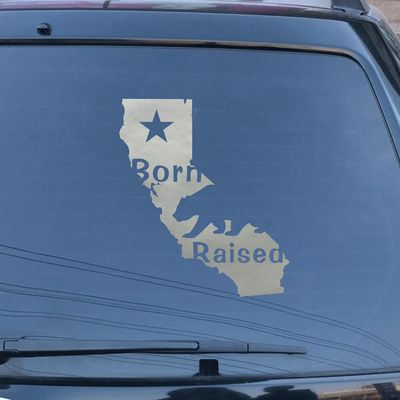 Born and Raised Map California Cali Flag Star Bear Decal Sticker Car Vinyl Pick Size Color die Cut (Silver, 6'' (15.2cm))