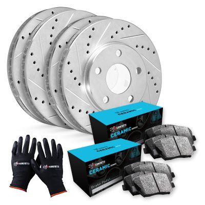 R1 Concepts Front Rear Brakes and Rotors Kit |Front Rear Brake Pads| Brake Rotors and Pads| Ceramic Brake Pads and Rotors |fits 2011-2016 Porsche Cayenne