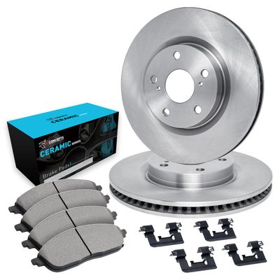 R1 Concepts Rear Brakes and Rotors Kit |Rear Brake Pads| Brake Rotors and Pads| Ceramic Brake Pads and Rotors |Hardware Kit |fits 2014-2015 Mercedes-Benz CLA250