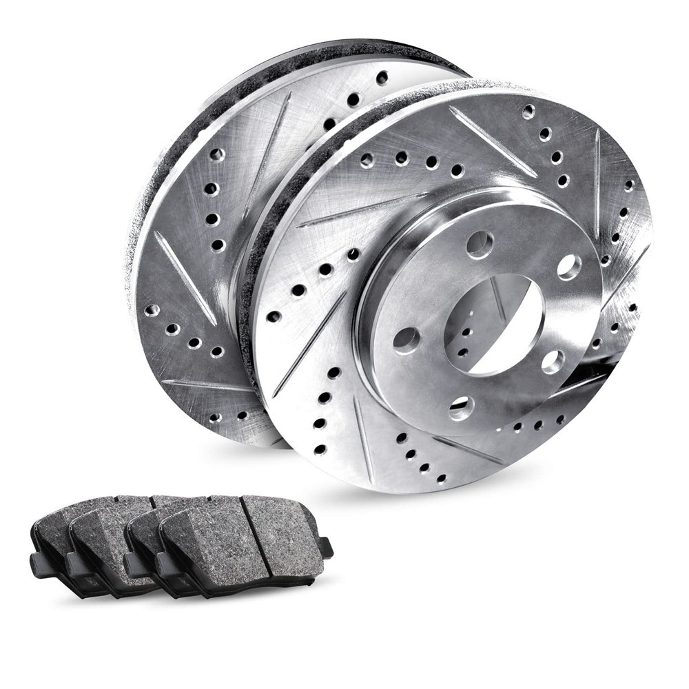 R1 Concepts Rear Brake Kit Fits 2006 Porsche Cayenne| Ceramic Pads, Drilled Slotted Rotors| Sensor Wire| 14.1" Rear Rotor