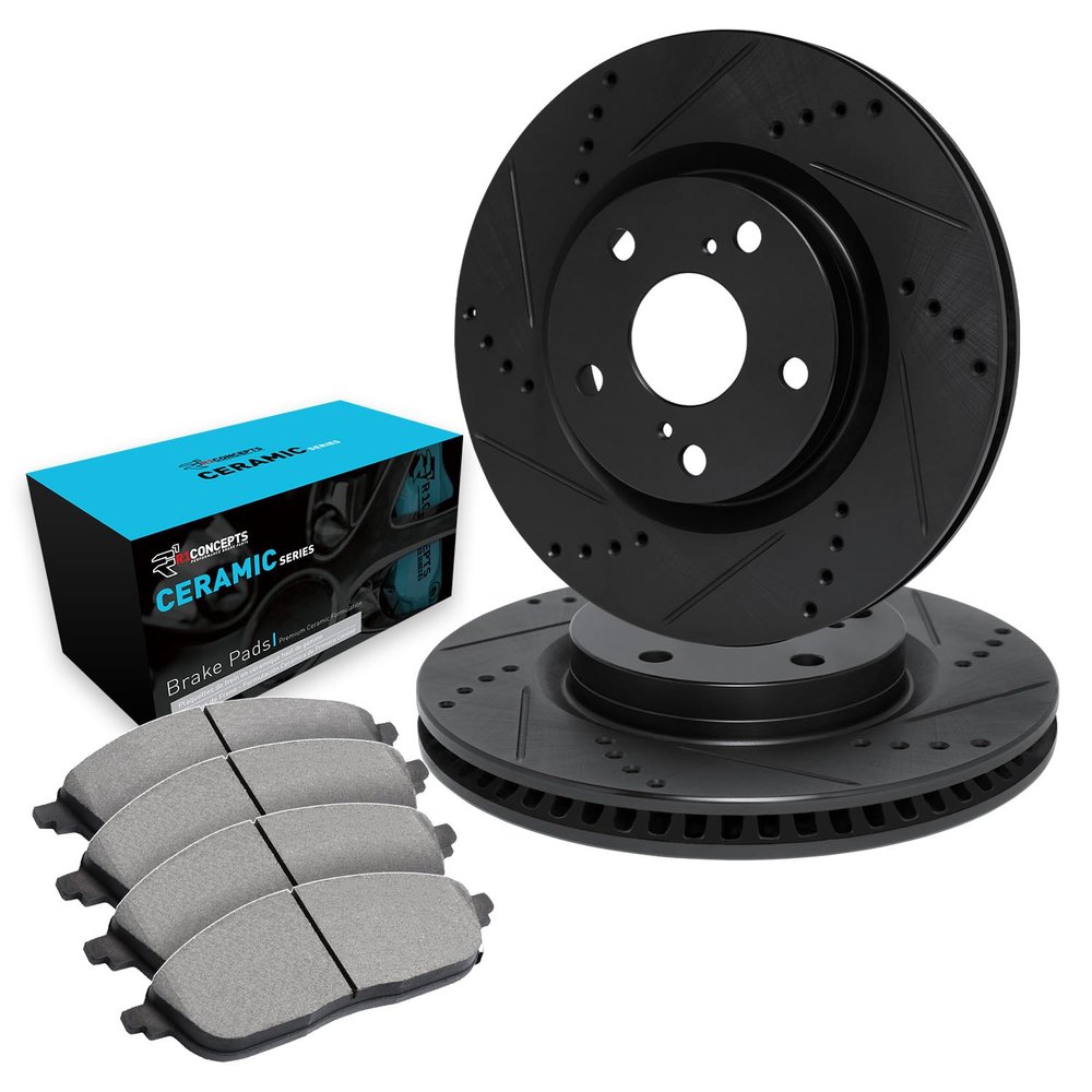 R1 Concepts Rear Brakes and Rotors Kit |Rear Brake Pads| Brake Rotors and Pads| Ceramic Brake Pads and Rotors |fits 2014-2015 Mercedes-Benz CLA250