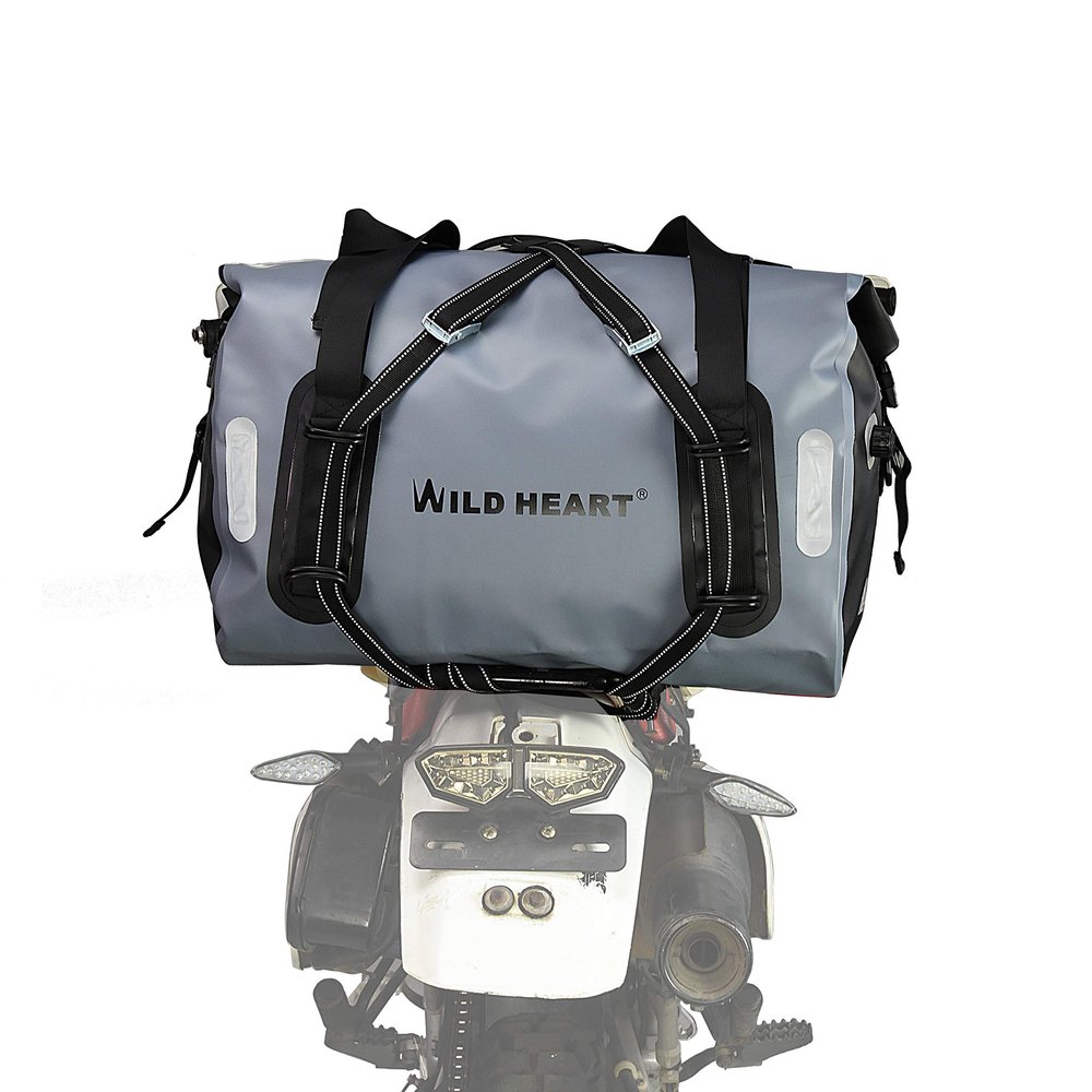 WILD HEART Waterproof Bag 55L 66L 77L Motorcycle Dry Duffel Bag for Travel,Motorcycling, Cycling,Hiking,Camping (55L, Grey)