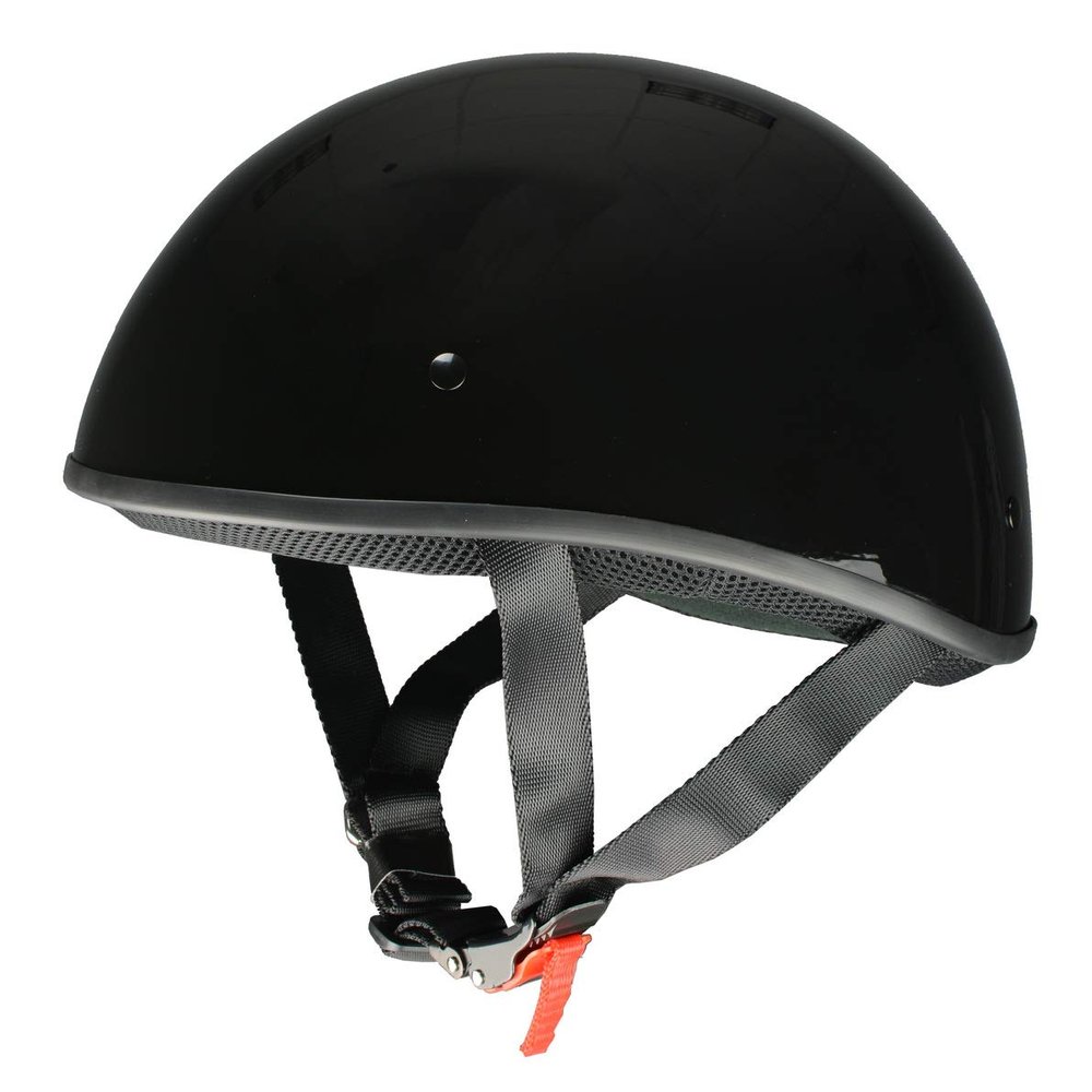 Milwaukee Performance Helmets Unisex-Adult Half Bare Bones Helmet (Shiny Black, Medium)