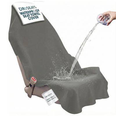 Dri Seats Waterproof Car Seat Cover Premium Sweat Towel with Slip Resistant Backing for Front Seats in Cars, Trucks, SUVs Universal Seat Covers & Liner, Easy Install (Gray, Extra Large)