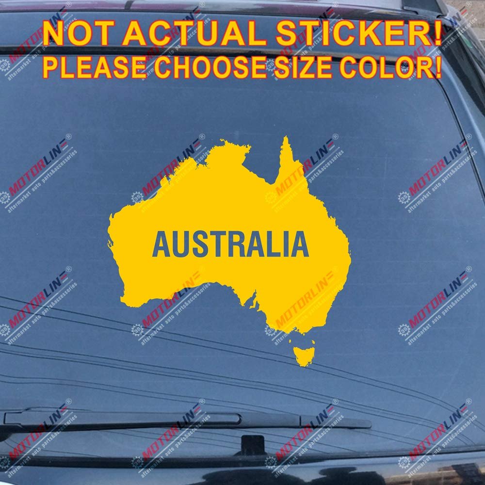 Australia Australian Map Decal Sticker Car Vinyl Pick Size Color die Cut no bkgrd (Yellow, 12'' (30.5cm))