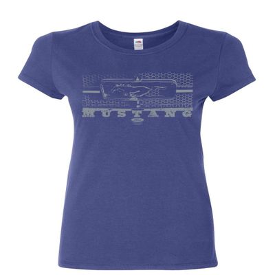 Ford Mustang Honeycomb Grille Women's T-Shirt Legendary American Muscle Shirt Blue Medium
