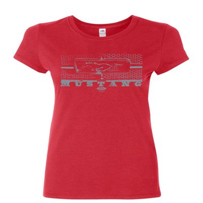 Ford Mustang Honeycomb Grille Women's T-Shirt Legendary American Muscle Shirt Red Large