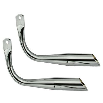 Alta Oblique Straight Tapered Muffler Tailpipe, Chrome, Multiple Styles (Without Holes)