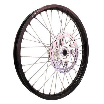 Warp 9 Complete Wheel Kit - Front 21 x 1.60 Black Rim/Silver Hub/Silver Spokes and Nipples for Husqvarna TE 250 2014-2018