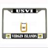 USVI Virgin Islands Chrome/Black License Plate Frame, License Tag Holder (Black/White/Flage) view 1