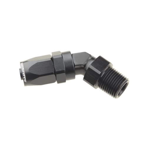 8AN AN8 To 1/2" NPT 45 Degree Swivel Hose End Fitting Adaptor Aluminum Black