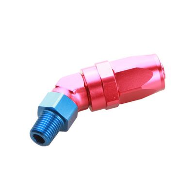 8AN AN8 To 1/4" NPT 45 Degree Swivel Hose End Fitting Adaptor Aluminum Red/Blue