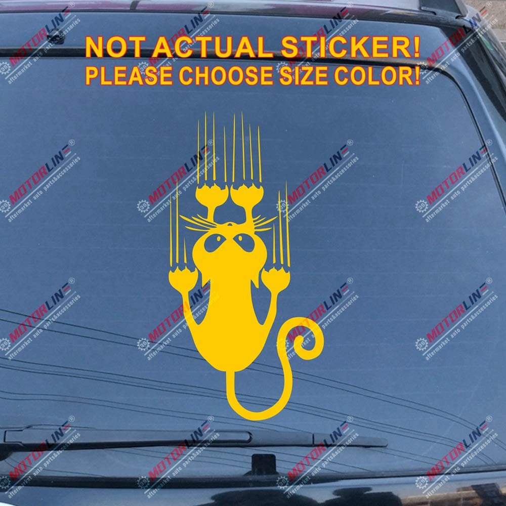 Cat Scratch Claw Car Decal Sticker Vinyl die Cut no Background Pick Size Color (Yellow, 6'' (15.2cm))