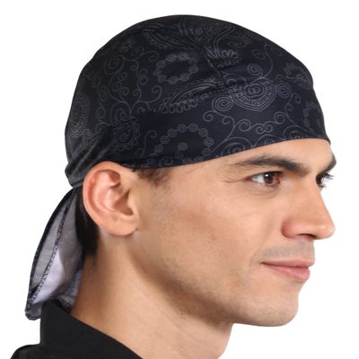 Tough Headwear Cooling Helmet Liners - Do Rag Skull Caps for Men - Cooling Head Wraps, Hard Hat Liner - Motorcycle Pirate Bandana, Black
