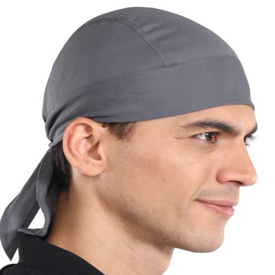Tough Headwear Skull Caps - Head Wraps for Men - Summer Mens Dreads Do Rag - Cooling Helmet Liners - Hard Hat Liner, Du Rag - Workout, Cycling, Motorcycle Pirate Bandana Dark Gray