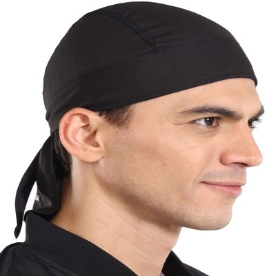 Cooling Helmet Liners - Do Rag Skull Caps for Men - Cooling Head Wraps, Hard Hat Liner - Motorcycle Pirate Bandana (Black)