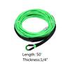 1/4" x 50' Synthetic Winch Rope w/Rock Guard + Hawse Fairlead Compatible with ATV UTV SUV Off-Road Ramsey (Red Hawse Fairlead, Green Winch Rope) view 2