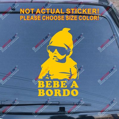 Bebe A Bordo Spanish Decal Sticker Car Vinyl Baby on Board Carlos Hangover (Yellow, 12'' (30.5cm))