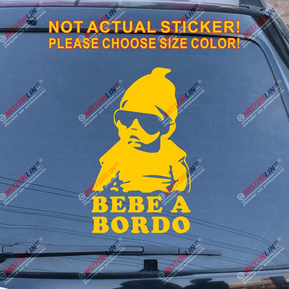 Bebe A Bordo Spanish Decal Sticker Car Vinyl Baby on Board Carlos Hangover (Yellow, 12'' (30.5cm))