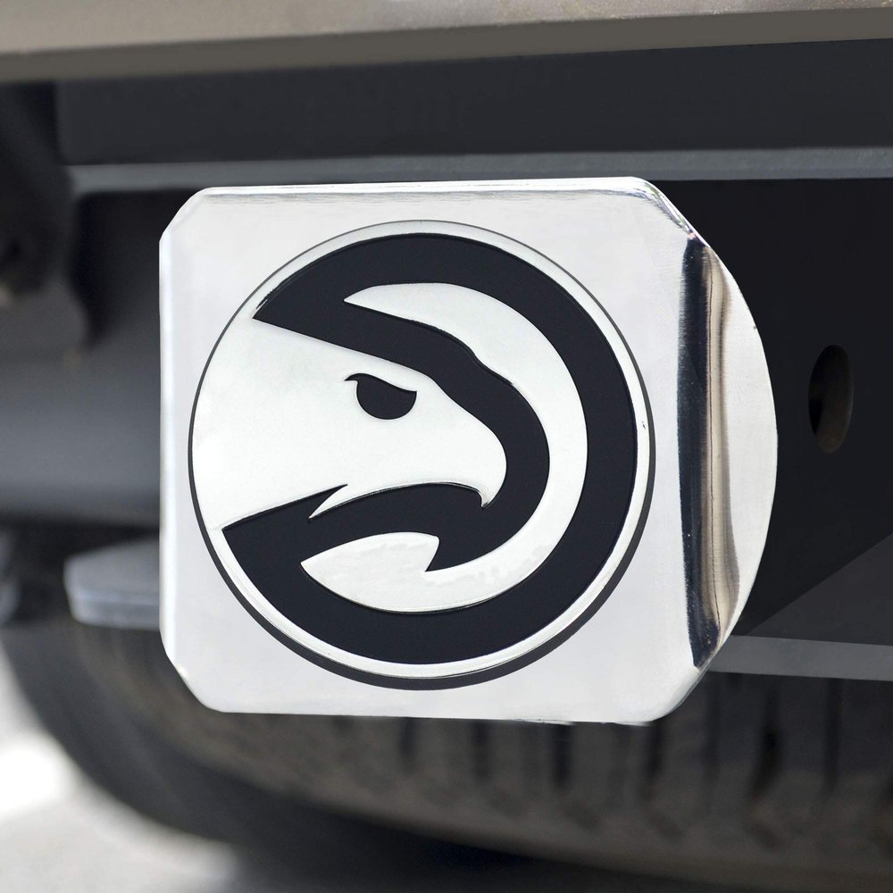 FANMATS 22717 Atlanta Hawks Chrome Metal Hitch Cover with Chrome Metal 3D Emblem
