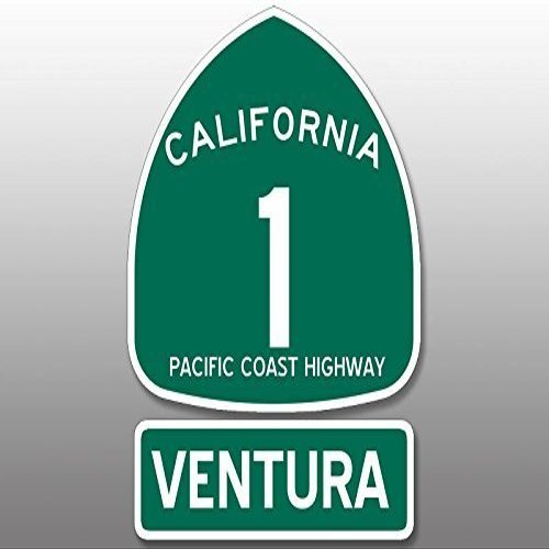 (2 Pcs) PCH Highway 1 Sign and VENTURA Sticker Decal (california rv beach route) Size: 4.5 x 5 inch c