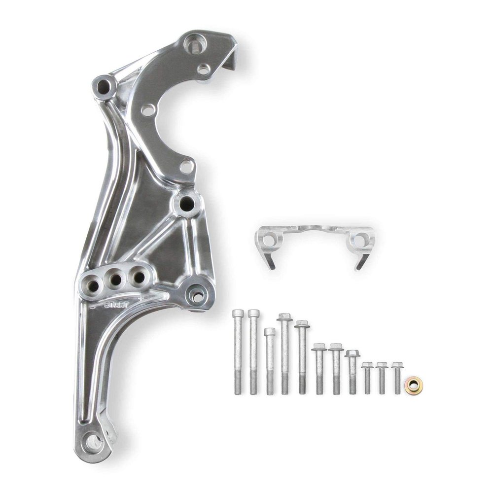 Holley 20-155P Low LS Accessory Drive Bracket - Driver's Side P/S & Alt Bracket Polished