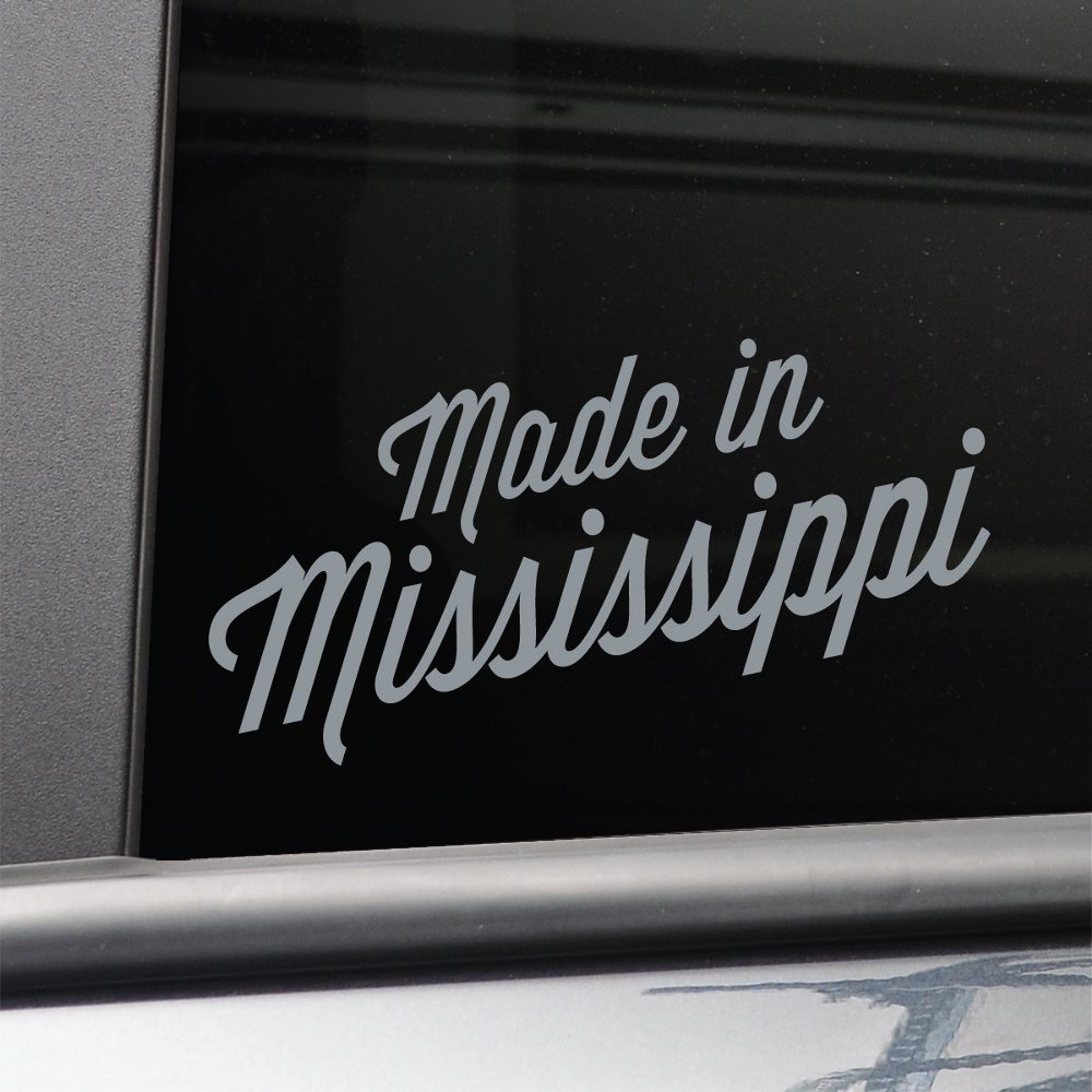 Nashville Decals Made in Mississippi Vinyl Decal Laptop Car Truck Bumper Window Sticker, 7.5" x 3.5", Charcoal