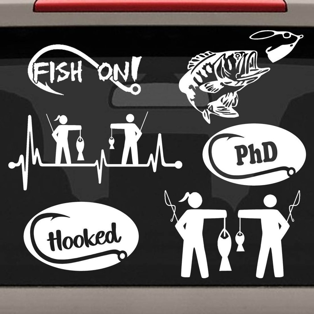 6-Count Value Pack Freshwater Fishing Decals Sticker Set E1078